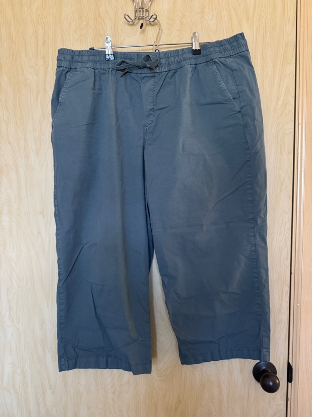 L.L. Bean Ripstop Pull-On Wide Leg Pant Slate Blue